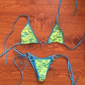 Sexy Turquoise Lime Lace Swim